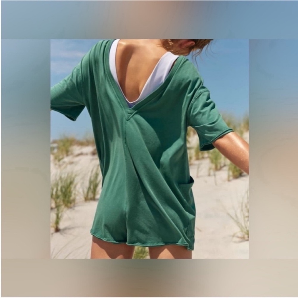 NWOT Free People FP Movement Hot Shot Tee Romper - heritage green - Large - Picture 4 of 9